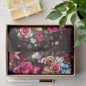 Papier Mousseline Crânes et fleurs (Cadeau)