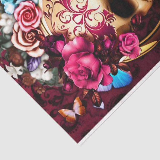 Papier Mousseline Crânes et fleurs (Détail)