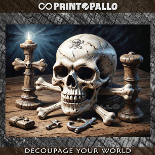 Papier Mousseline Crânes et os de Jolly Rogers sur le bureau d'un pi