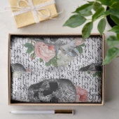 Papier Mousseline Crânes et roses roses (Cadeau)