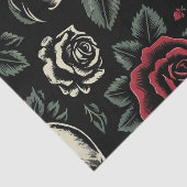 Papier Mousseline Crânes et roses rouges Floral gothique (Détail)