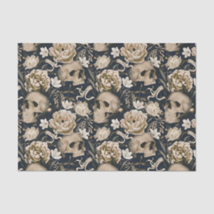 Papier Mousseline Crânes floraux gothiques vintages Peonies Papillon