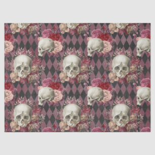 Papier Mousseline Crânes Roses et violet rose À damiers découpage