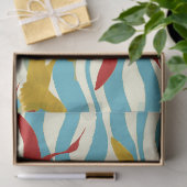 PAPIER MOUSSELINE CRANES ROUGES JAUNES VOLANT SUR DES VAGUES BLANCHE (Cadeau)