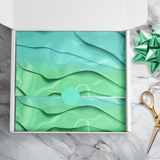 Papier Mousseline Cravate à couche Abstraite teinture Aqua Green Cra