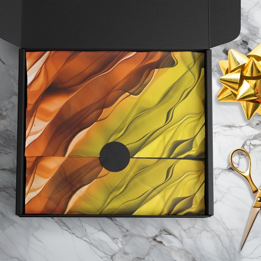 Papier Mousseline Cravate Abstraite couche teintée Orange Jaune