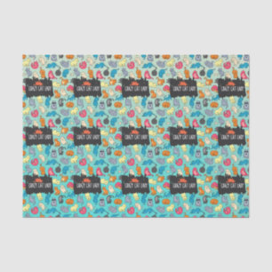 Papier Mousseline Crazy Cat Lady Cute et Playay Cat Motif