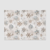 Papier Mousseline Cream Blue Brown Snowflakes Christmas (Recto)