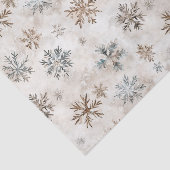 Papier Mousseline Cream Blue Brown Snowflakes Christmas (Détail)