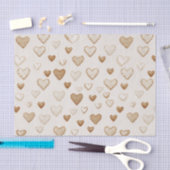 Papier Mousseline Cream & Brown Hearts Valentine's Day (Artisanat)