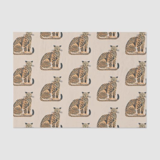 Papier Mousseline Cream Gold Leopard Animal Anniversaire (Recto)