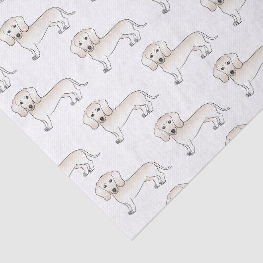 Papier Mousseline Cream Smooth Coat Dachshund Cartoon Motif (Détail)