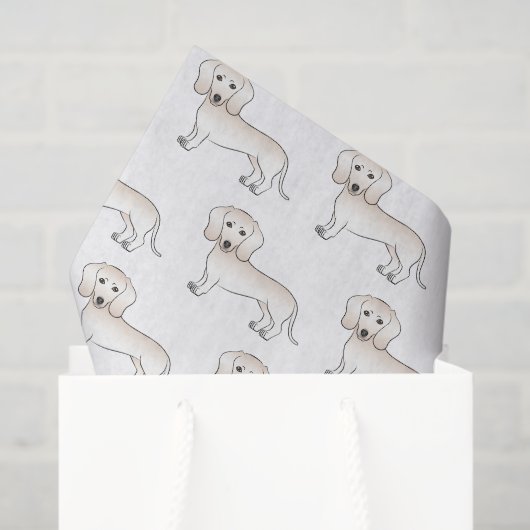 Papier Mousseline Cream Smooth Coat Dachshund Cartoon Motif (Sac cadeau)