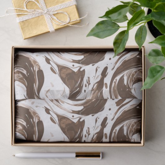 Papier Mousseline Creamme Brown Chocolat tourbillons Anniversaire (Cadeau)