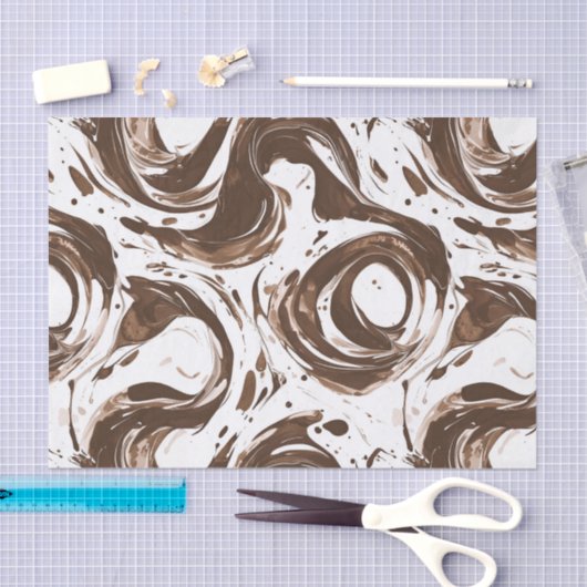 Papier Mousseline Creamme Brown Chocolat tourbillons Anniversaire (Artisanat)