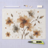 Papier Mousseline Création florale marron et gris (Artisanat)