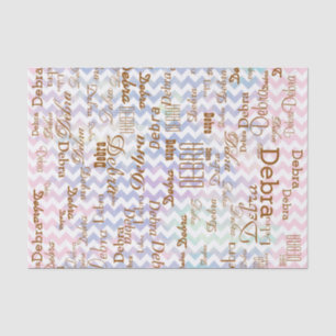 Papier Mousseline créativité avec chevron et nom personnalisé