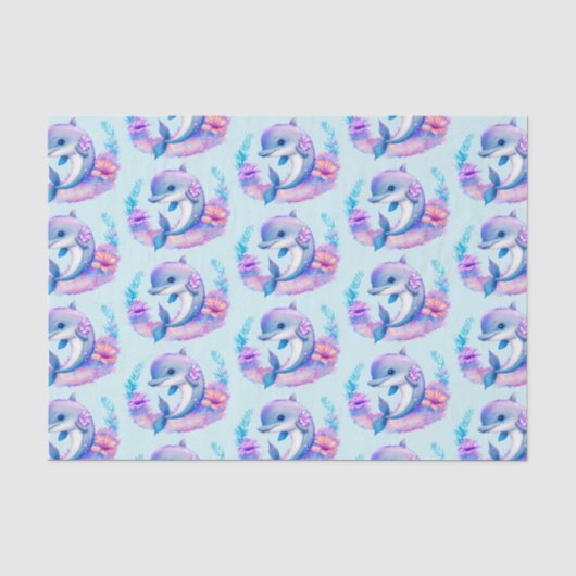 Papier Mousseline Créature Mer Dauphin Cute (Recto)