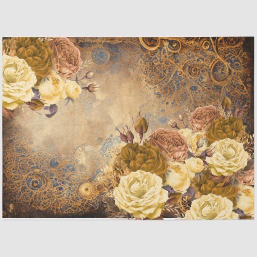 Papier Mousseline Créer Avec L'OFDT- Fleurs De Découpage-Steampunk (Recto)