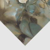 Papier Mousseline Crème Bleue Fleurs blanches Peinture Découpage (Détail)