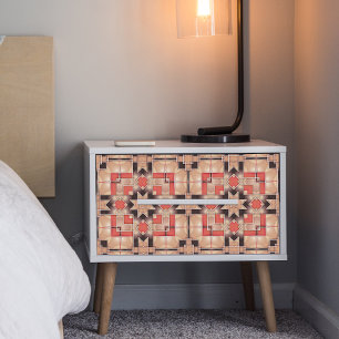 Papier Mousseline Crème Brown Cool rouge Motif géométrique mosaïque