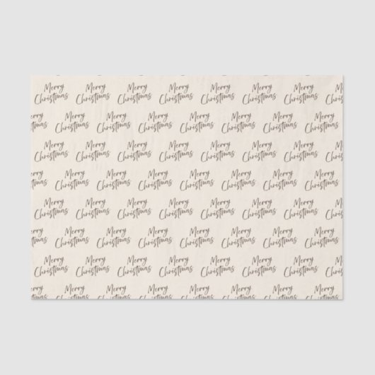 Papier Mousseline Crème Brown Élégant Script Joyeux Noël (Recto)