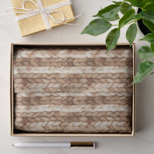 Papier Mousseline Crème Brown Faux Tissé Stripes Noël