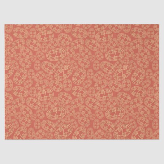 Papier Mousseline Crème de boucliers tribaux égyptiens rouillés Roug (Recto)