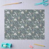 Papier Mousseline Crème florale Art nouveau vert (Artisanat)