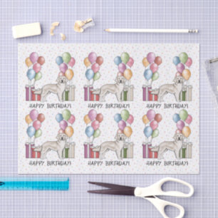 Papier Mousseline Crème Golden Retriever coloré Joyeux anniversaire