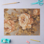 Papier Mousseline Crème peinture à l'huile blanc cuivre roses automn (Artisanat)