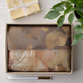 Papier Mousseline Crème peinture à l'huile blanc cuivre roses automn (Cadeau)