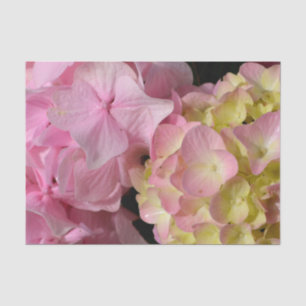 Papier Mousseline Crème rose Hydrangeas jaune rose vert floral