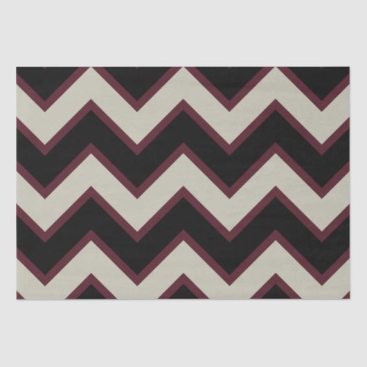 Papier Mousseline Crème rouge noire Chevron (Recto)
