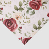 Papier Mousseline Crème rouge Roses Blush rose Mariage Floral (Détail)