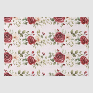 Papier Mousseline Crème rouge Roses Blush rose Mariage Floral