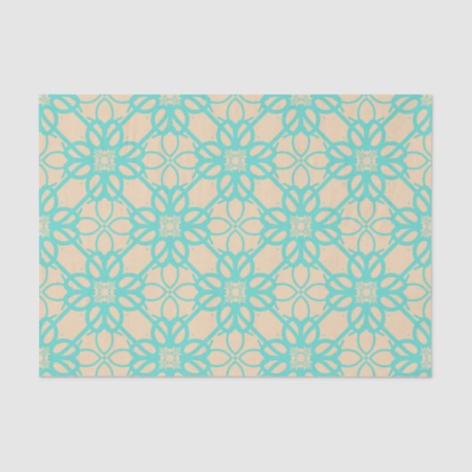 Papier Mousseline Crème Turquoise Moderne Prairie Garden Folk Lattic (Recto)