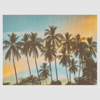 Papier Mousseline Crépuscule Tropical: Silhouette de Palmier Cocotie