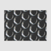 Papier Mousseline Crescent Bleu Lune avec Motif Fleurs Blanches (Recto)