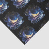 Papier Mousseline Crescent Moon Stars Celestin Black Halloween (Détail)