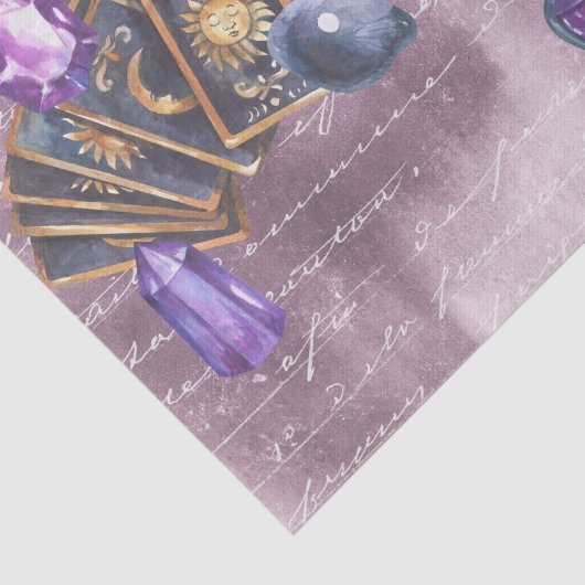 Papier Mousseline Cristaux de Tarot Découpage violet (Détail)