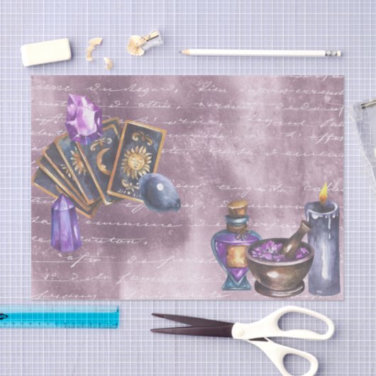 Papier Mousseline Cristaux de Tarot Découpage violet (Artisanat)