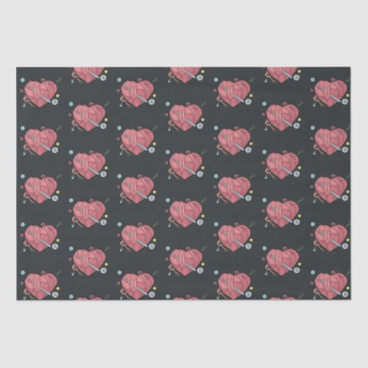 Papier Mousseline Crochet Heart Fil Motif Tissu Papier (Recto)
