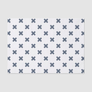 Papier Mousseline Crochets bleu-gris sur blanc