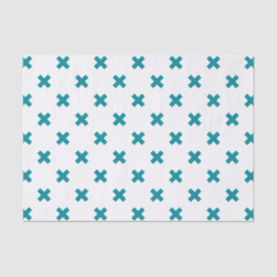 Papier Mousseline Crochets turquoises sur blanc