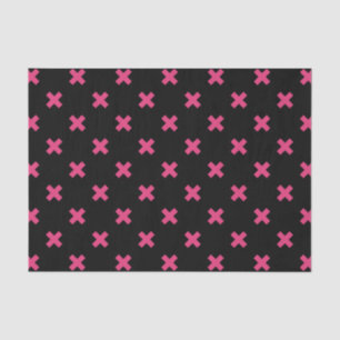 Papier Mousseline Crochis Fuchsia sur noir