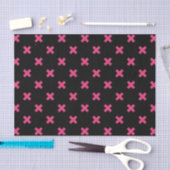 Papier Mousseline Crochis Fuchsia sur noir (Artisanat)