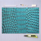 Papier Mousseline Crocodile turquoise Alligator Peau Faux Cuir Impri (Artisanat)