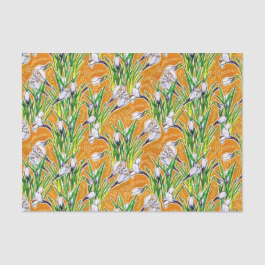 Papier Mousseline Crocus blancs Fleur du Jardin Botanique Floral Jau (Recto)