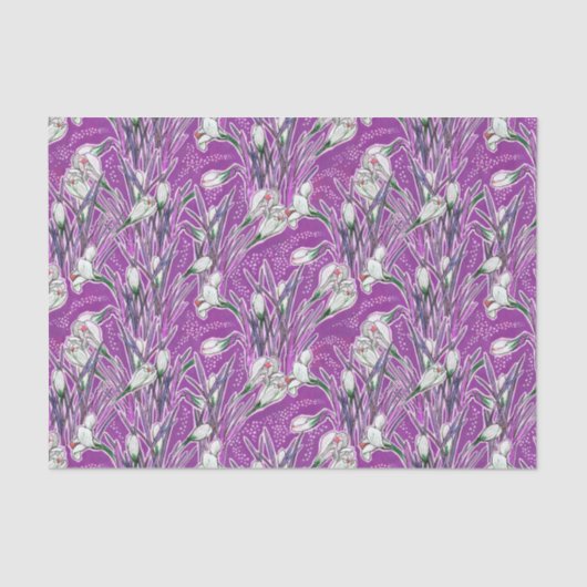 Papier Mousseline Crocus blancs Fleur du jardin Botanique Floral vio (Recto)